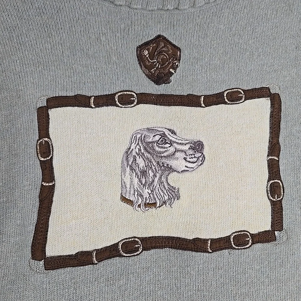 Christina Santandrea Wool‎ Angora Embroidered Cocker Spaniel Sweater Small Green